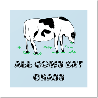 ACEG, All Cows Eat Grass, Cow Shirt, Funny T-Shirt, Funny Tee, Badly Drawn, Bad Drawing Posters and Art